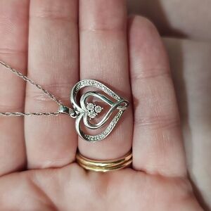 Kay Jewelers Silver Heart Necklace with Diamond Accent
